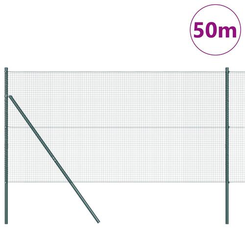 Svejset trådhegn med 13 stolper Grøn 1.4x50 m Stål