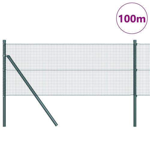 Svejset Metalhegn med 13 Poster Grøn 0,8x100 m Stål