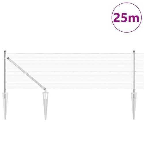 Svejset Trådhegn med 13 Spydstolper 0.6x25 m Galvaniseret Stål