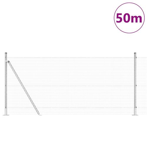 Svejset trådhegn med 13 flangerede pæle 0,8 x 100 m galvaniseret stål