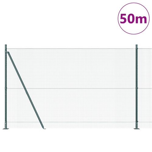 Svejset trådhegn med 13 flangerede stolper Grøn 1,4x50 m Stål