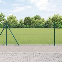 Svejset trådhegn med 13 flangerede stolper grøn 0.8x100 m stål