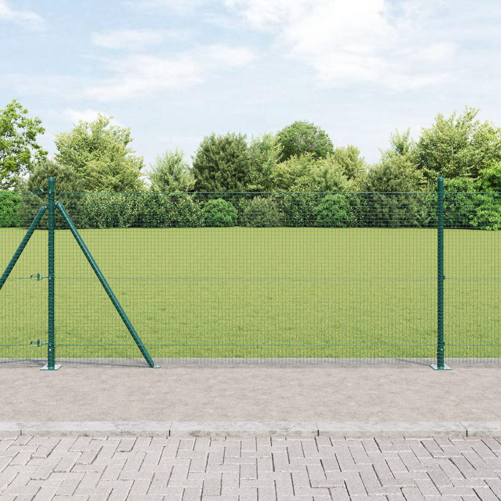 Svejset trådhegn med 13 flangerede stolper grøn 0.8x100 m stål