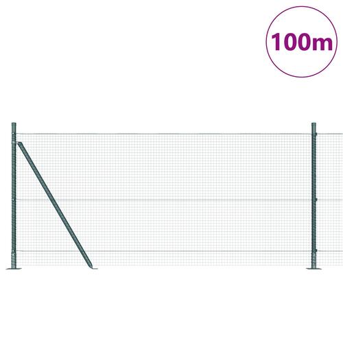 Svejset trådhegn med 13 flangerede stolper grøn 0.8x100 m stål