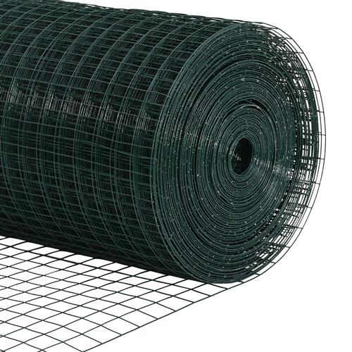 Svejset trådhegn med 13 flangerede stolper grøn 0.8x100 m stål