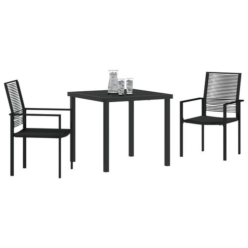 Havemøbel Sæt Sort PVC Rattan