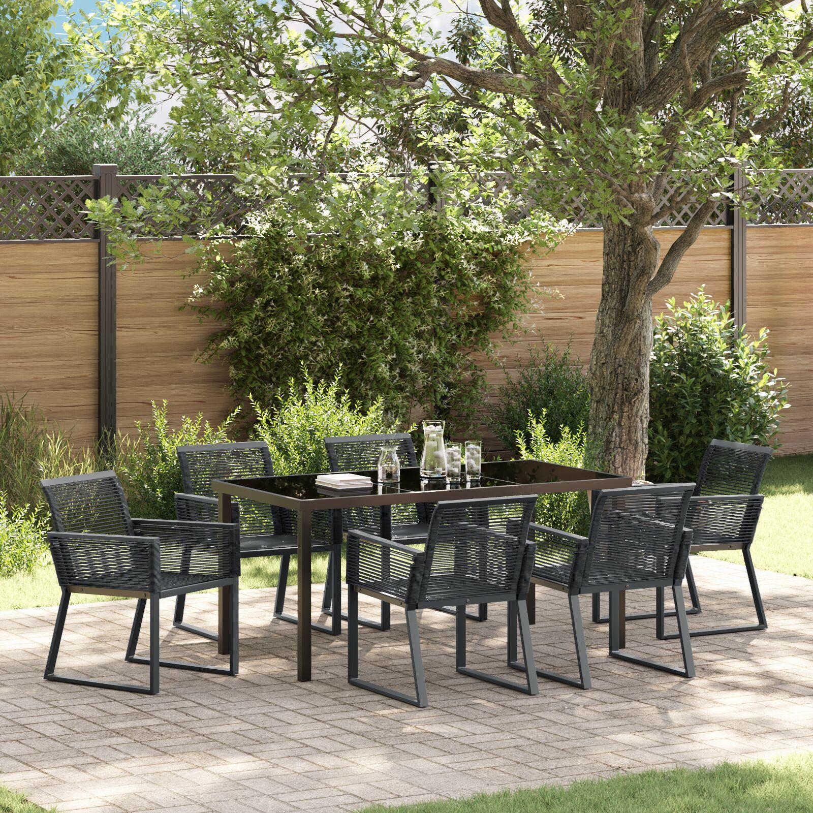 7-Personers Have Spisesæt Sort Poly Rattan