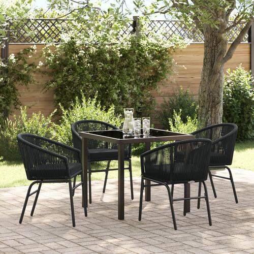5 Delt Have Spisesæt Sort Poly Rattan