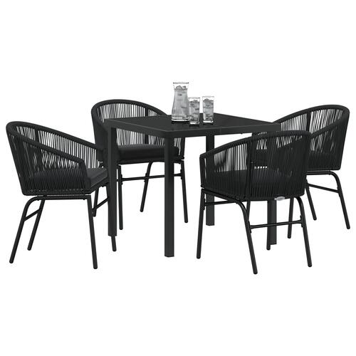 5 Delt Have Spisesæt Sort Poly Rattan