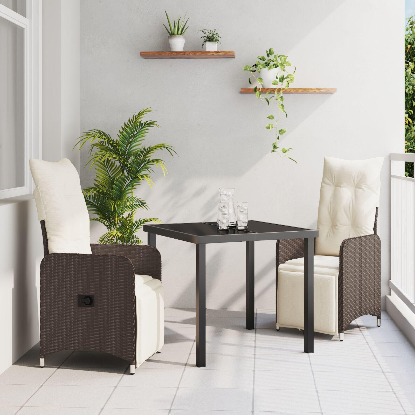 Have Spisebordssæt med pude 3 stk Brun Poly rattan billede
