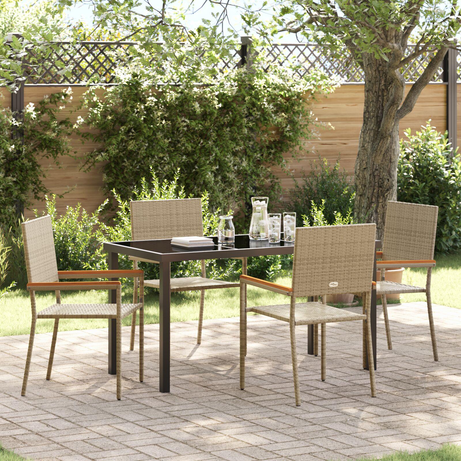 5 Personers Have Spisestel Beige Poly Rattan