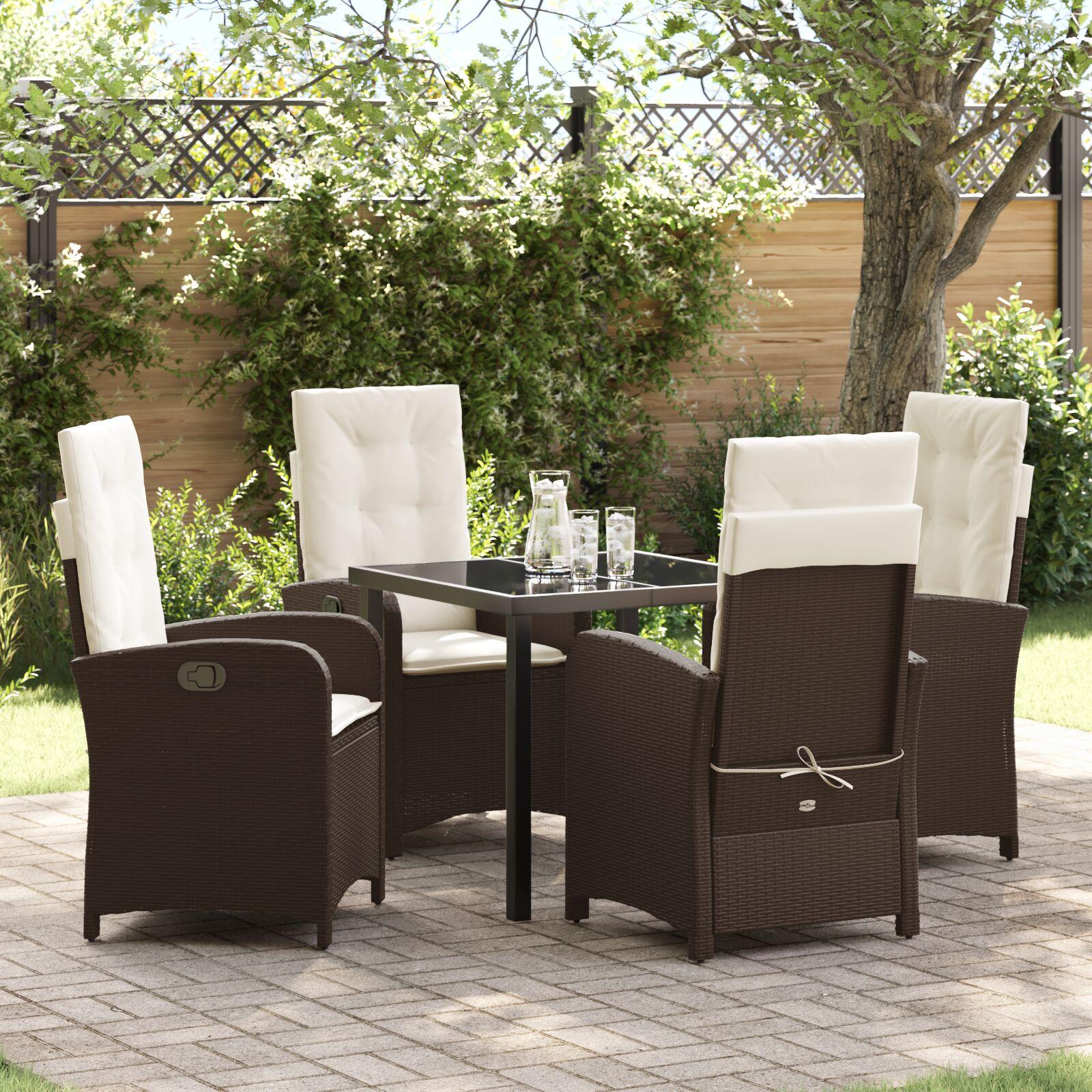 Have Spisebordssæt 5 stk Brun polyrattan billede