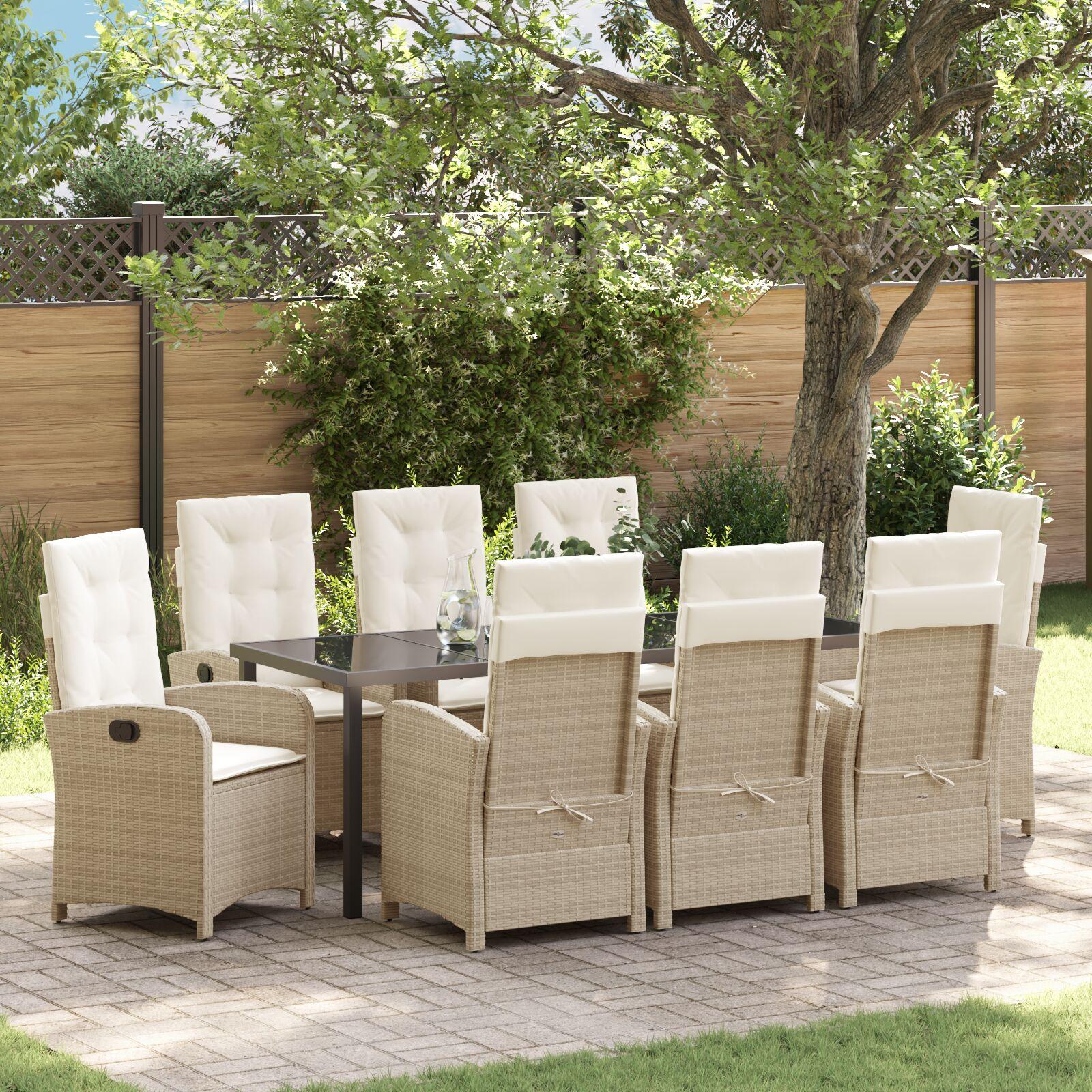 Have Spisebordssæt 9 stk Beige polyrattan billede
