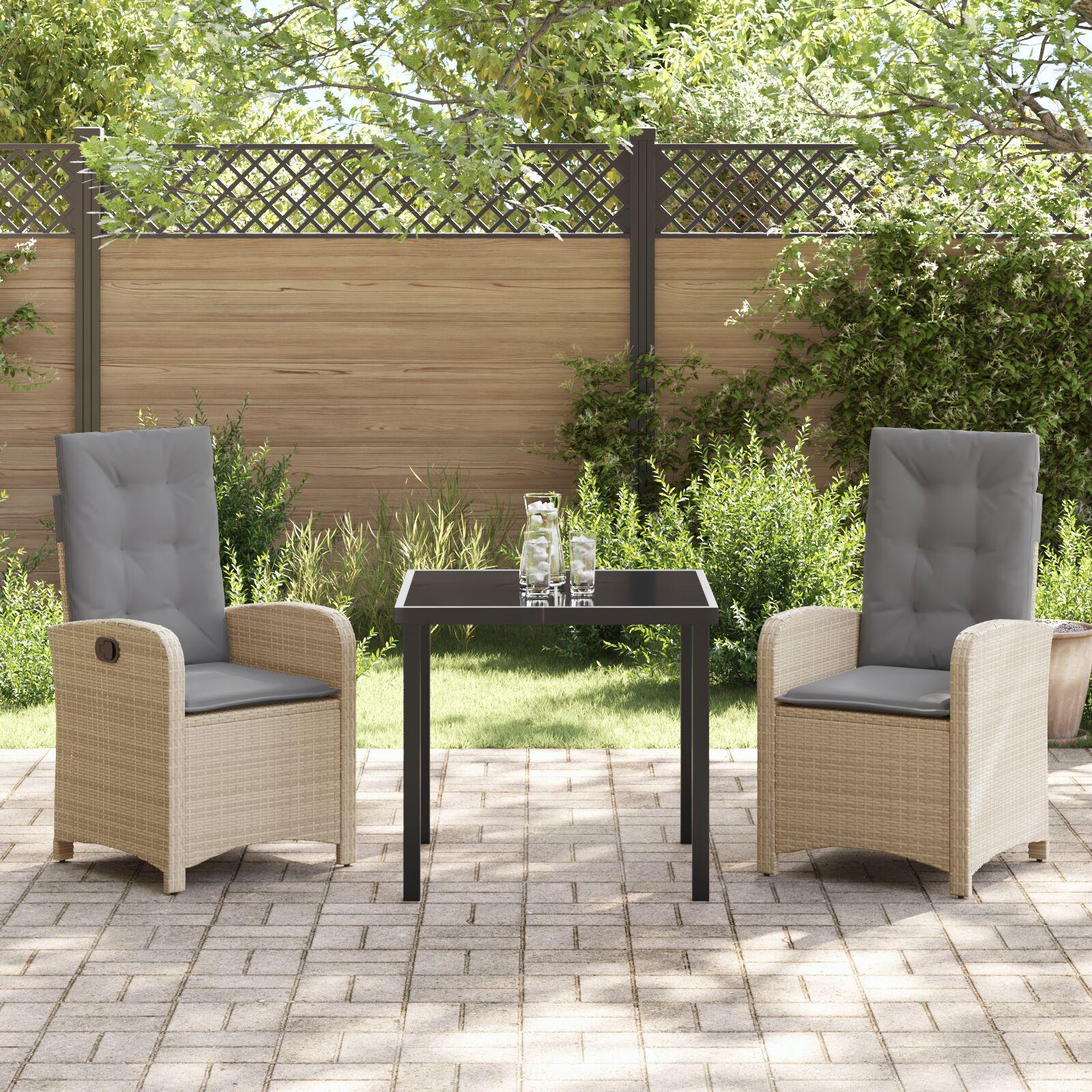 Have Spisebordssæt 3 stk Beige polyrattan billede