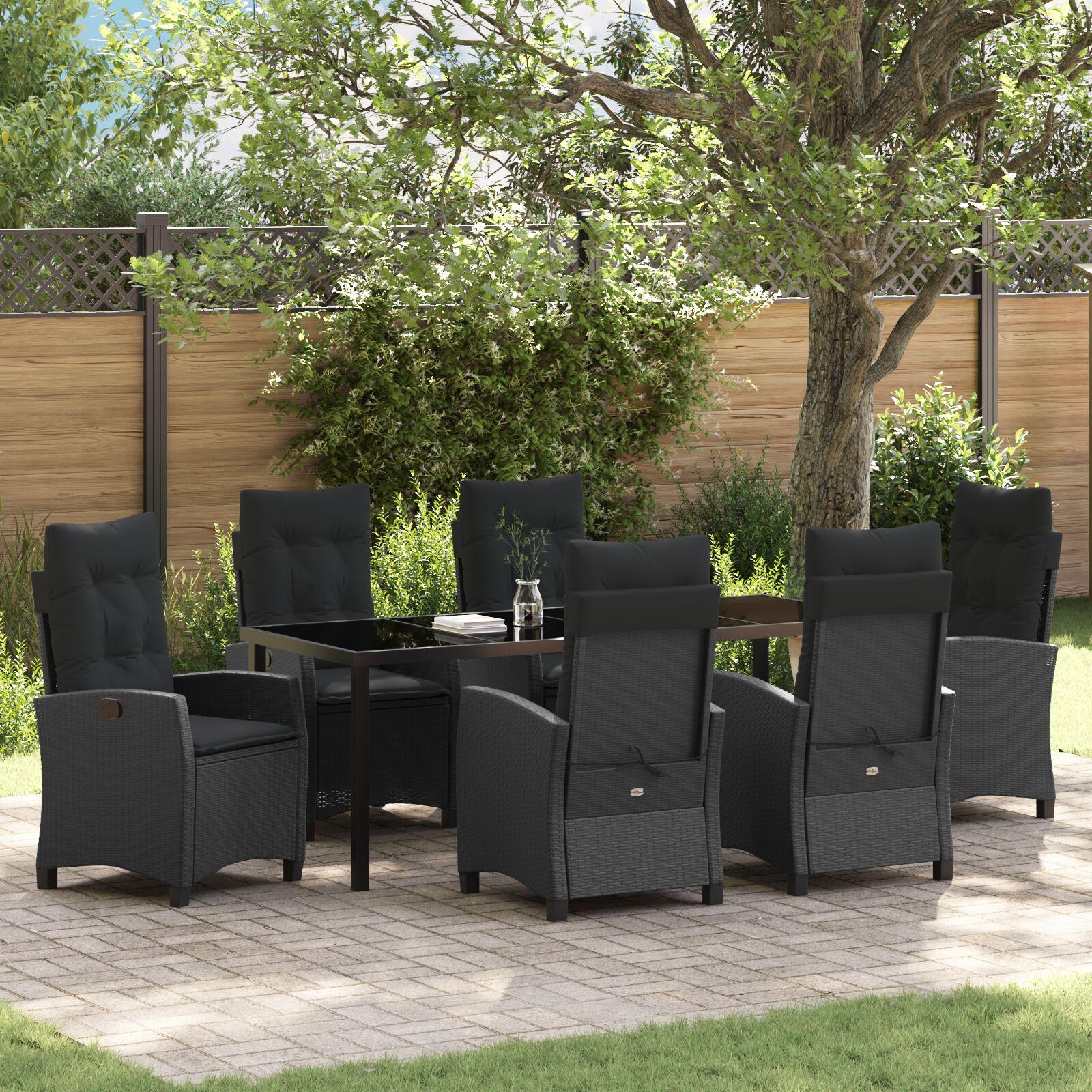 Have Spisebordssæt 7 stk Sort polyrattan billede