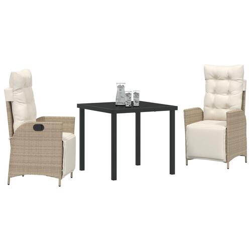 3-delt havemøbelsæt Beige poly rattan