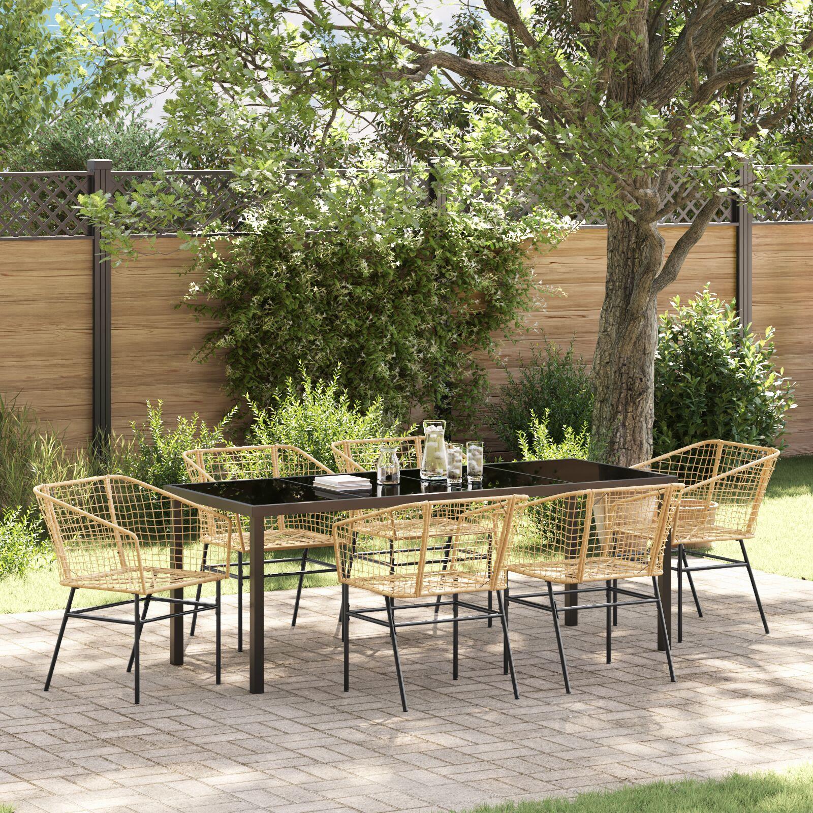 Have Spisebordssæt 7 stk Brun polyrattan billede