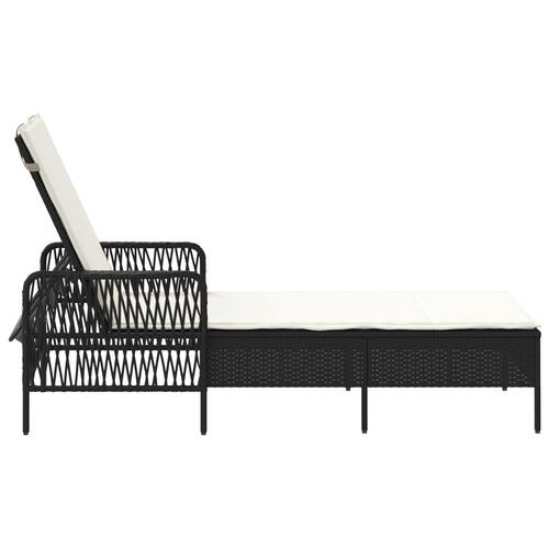 Liggestol Sort og creme PE Rattan 157 x 55 x 92 cm
