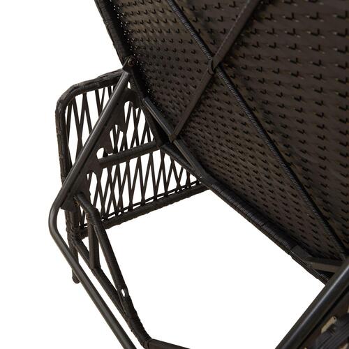 Liggestol Sort og creme PE Rattan 157 x 55 x 92 cm