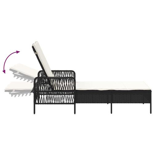 Liggestol Sort og creme PE Rattan 157 x 55 x 92 cm