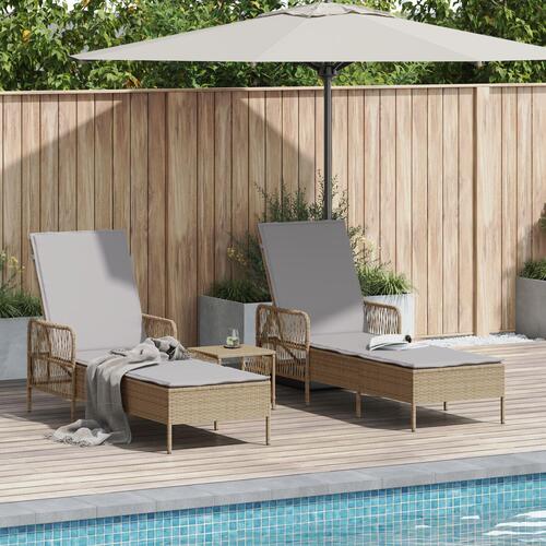 Solseng Sæt Sæt af 3 Beige PE rattan, metal Sammenfoldelig