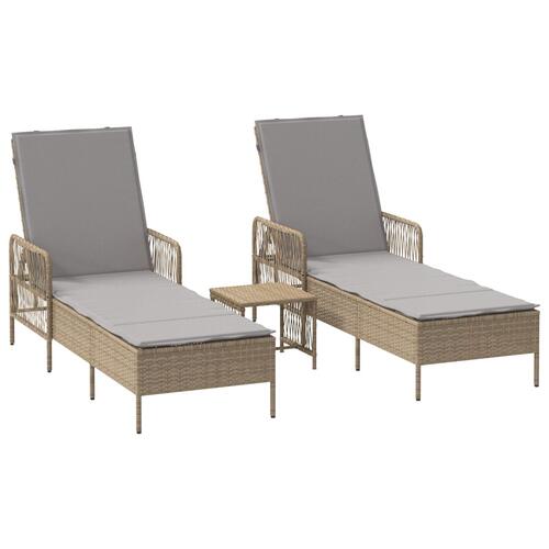 Solseng Sæt Sæt af 3 Beige PE rattan, metal Sammenfoldelig