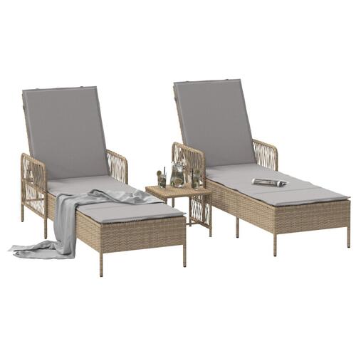 Solseng Sæt Sæt af 3 Beige PE rattan, metal Sammenfoldelig