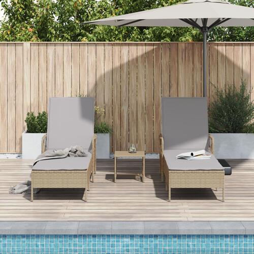 Solseng Sæt Sæt af 3 Beige PE rattan, metal Sammenfoldelig