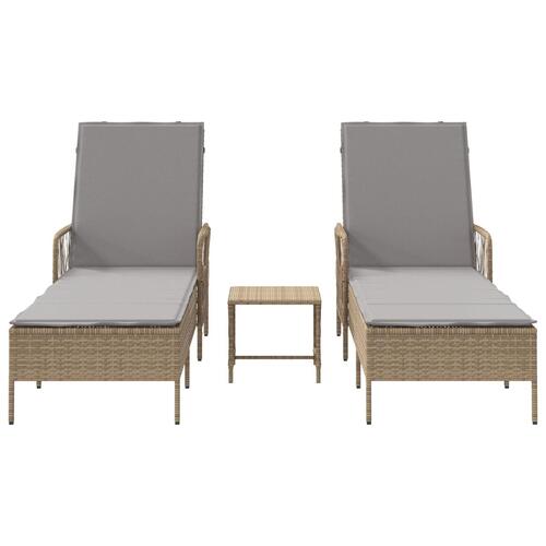 Solseng Sæt Sæt af 3 Beige PE rattan, metal Sammenfoldelig