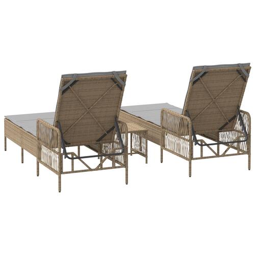 Solseng Sæt Sæt af 3 Beige PE rattan, metal Sammenfoldelig