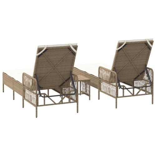 Solstolsæt 3 dele Beige og cremefarvet PE rattan, metal Slidstærk