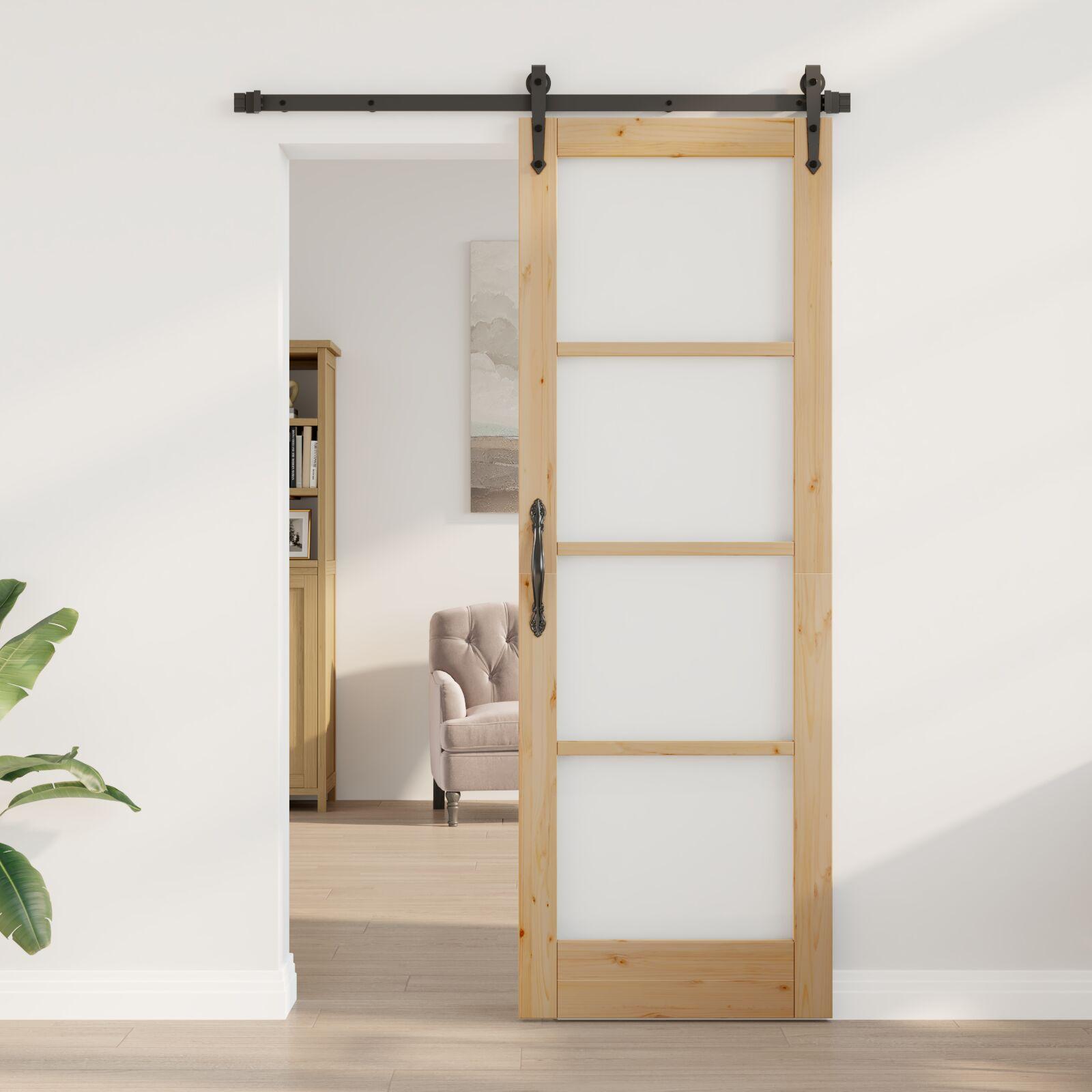 Indvendig Dør med Glas "ORKDAL" 73,5x211x4 cm Helt Træ Fyr