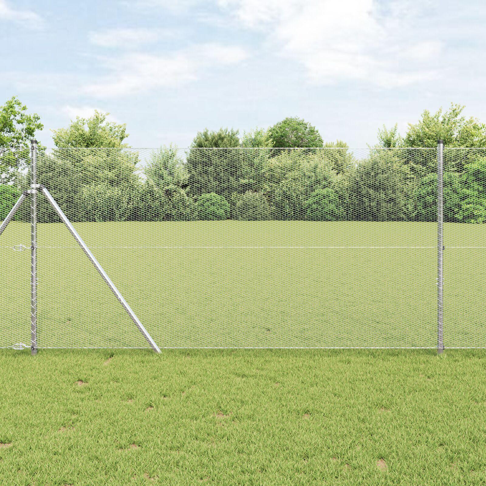 Hexagon hegn 1 × 10 m - sølv, galvaniseret stål billede