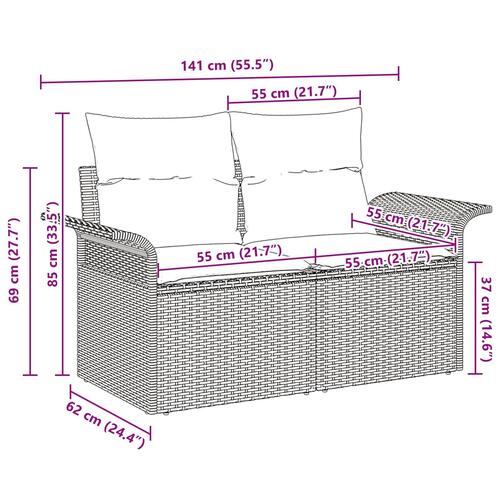 2-personers Have Sofa med Puder Grå Poly Rattan