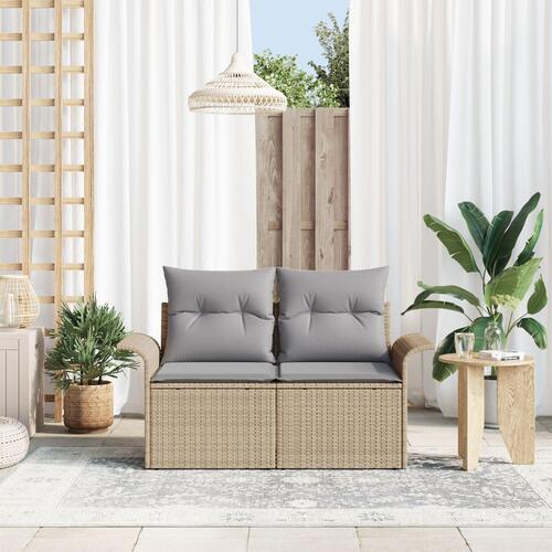 2-personers havensofa med puder Beige poly rattan