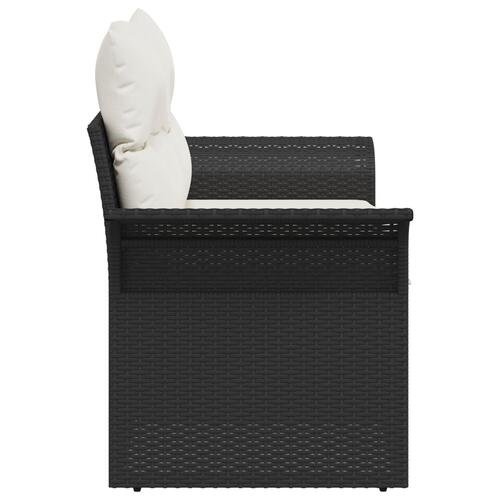 2-Sæders Have Sofa med Opbevaring og Puder Sort Poly Rattan
