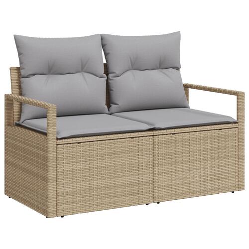 2-personers havnesofa med puder Beige Poly Rattan