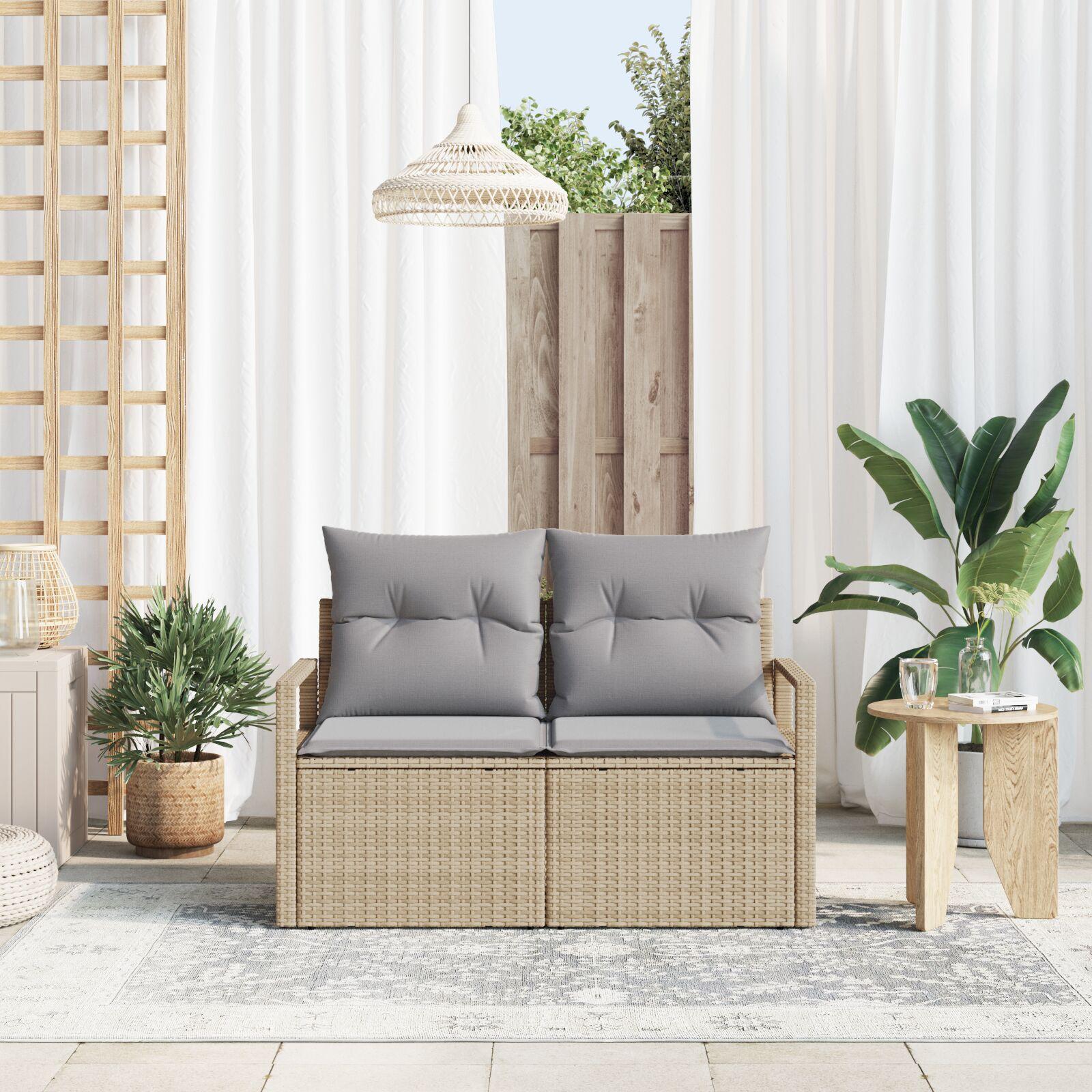 Havemøbelsofa Med Pude 120 X 62 X 69 Cm Polyrattan - beige og grå