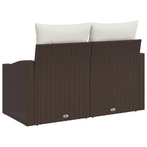 2-personers havnesofa med puder brun poly rattan