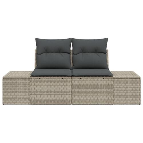 2-personers have sofa med opbevaring & puder Grå Polyrattan
