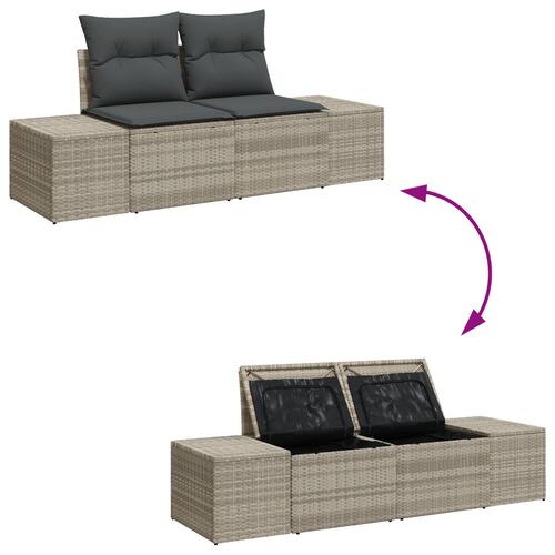 2-personers have sofa med opbevaring & puder Grå Polyrattan
