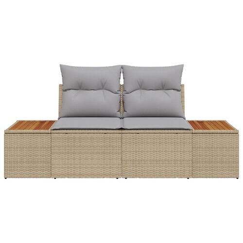 2-personers Have Sofa med Puder Beige Poly Rattan