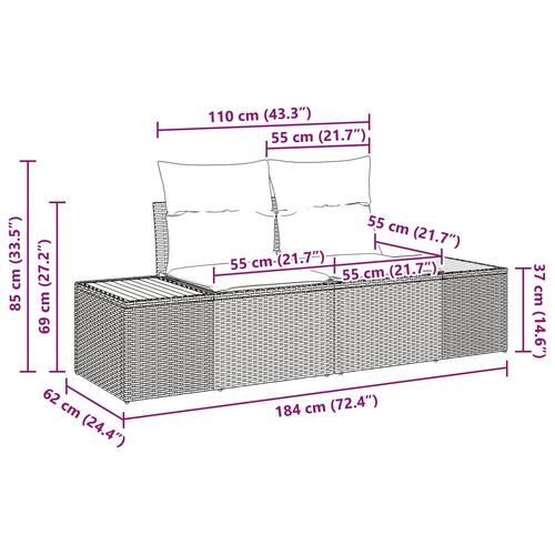 2-personers Have Sofa med Puder Beige Poly Rattan