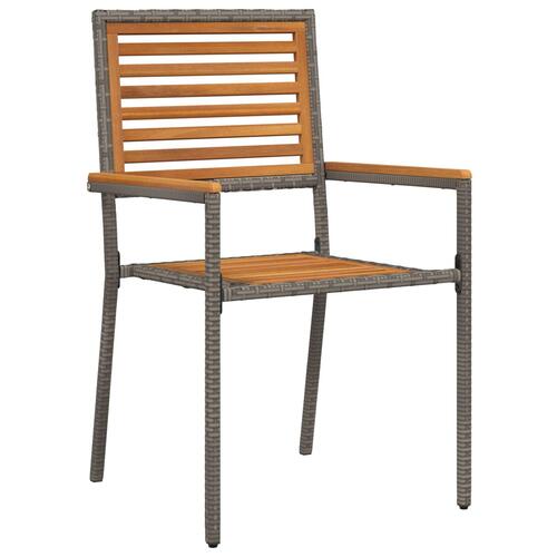 Havestole med puder 2 stk - grå poly rattan