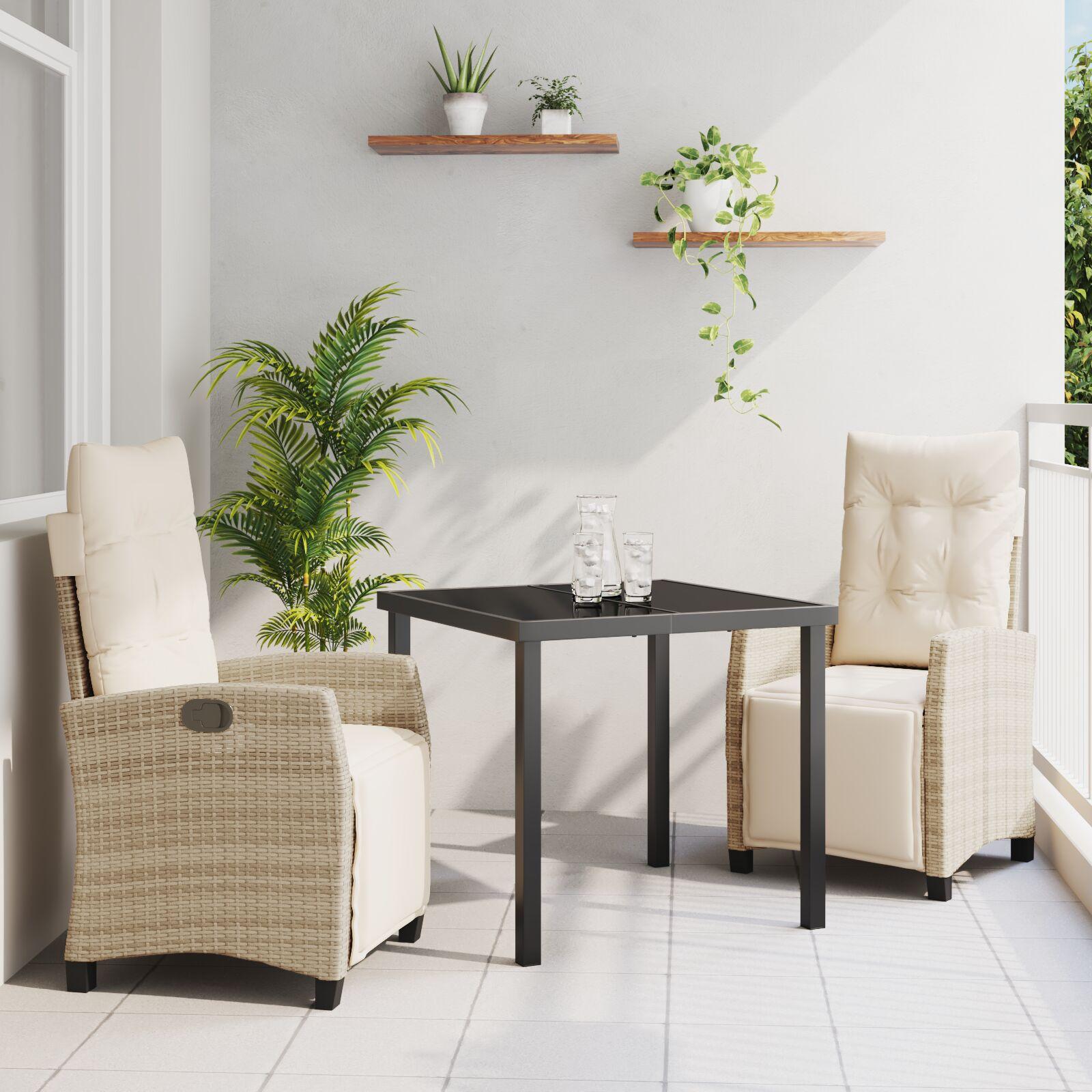 Have Spisebordssæt 3 stk Beige polyrattan billede