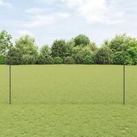 Hegnsstolper 22 stk U-Kanal Grå 150 cm Stål, Sekskantet hegn Grå 1,5x50 m Stål
