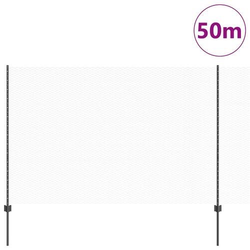 Hegnsstolper 22 stk U-Kanal Grå 150 cm Stål, Sekskantet hegn Grå 1,5x50 m Stål