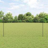 Hegnstolper 22 stk U-Kanal Grå 150 cm Stål, Sekskantet hegn Grå 1.5x50 m Stål