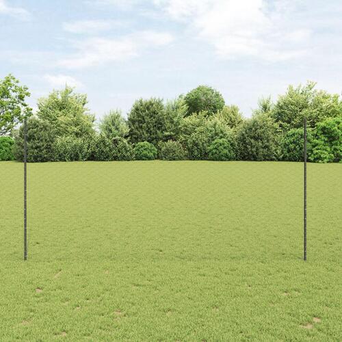 Hegnstolper 22 stk U-Kanal Grå 150 cm Stål, Sekskantet hegn Grå 1.5x50 m Stål