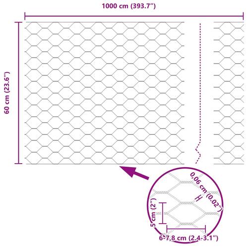 Hegnspæle 5 stk U-Kanal 60 cm Galvaniseret Stål, Hexagonhegn 0.6x10 m Galvaniseret Stål